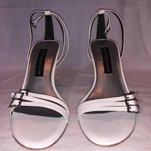 White leather strappy heel